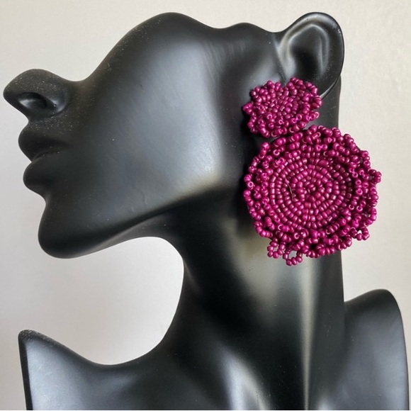 New Beaded Circle Cluster Earrings - Picture 2 of 6